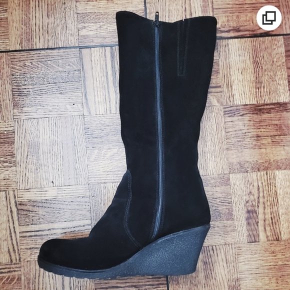 La Canadienne Rare Edition Waterproof Suede Wedge Boots w Fur Interior-… - Picture 4 of 16
